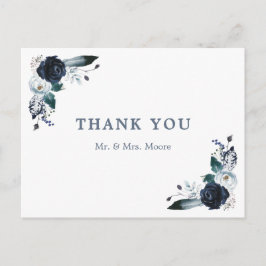 Navy Floral Boho bruiloft dank u Briefkaart
