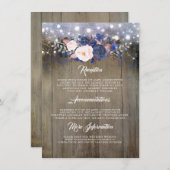 Navy Floral bruiloft informatie gast Informatiekaartje (Voorkant / Achterkant)