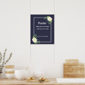 Navy Floral Creëer je eigen poster afdrukken (Keuken)