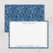 Navy Floral Greenery | Aangepaste correspondentie Notitiekaartje (Voorkant / Achterkant)