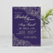 Navy Floral Invitation Kaart (Staand voorkant)