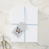 Navy Floral Monogram W Cadeaulabel (Met Touw)