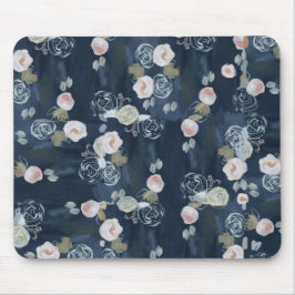 Navy Floral Mousepad Muismat