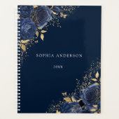 Navy Floral Rozen Gold Leaf Personal Work Planner (Voorkant)