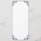Navy Flourish Wedding Dinner Menu Kaarten (Achterkant)