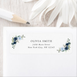 Navy Flowers, Blue Flowers, Boho, Vrijgezellenfees Etiket