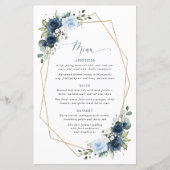 Navy Flowers, Blue Flowers, Bridal Shower Menu (Devant)