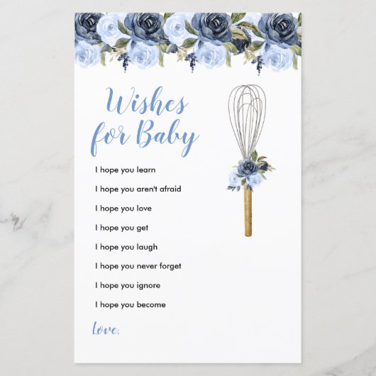 Navy Flowers wenst Baby Greenery Floral (Voorkant)