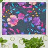 Navy Fluro Floral Botanical Kitchen Tea Towel Theedoek (Gevouwen)