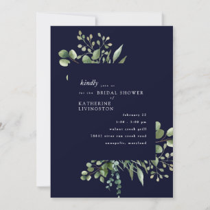 Navy Foliage Bridal Shower Kaart