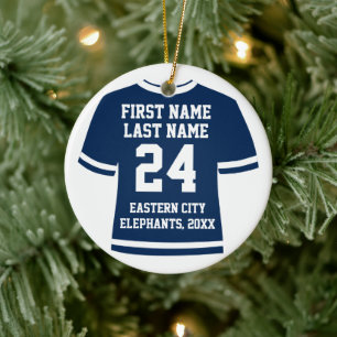 Navy Football Soccer Hockey Sports Jersey Keramisch Ornament