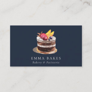 NAVY FRUIT FLORAL CAKE PATISSERIE CUPCAKE BAKERY VISITEKAARTJE