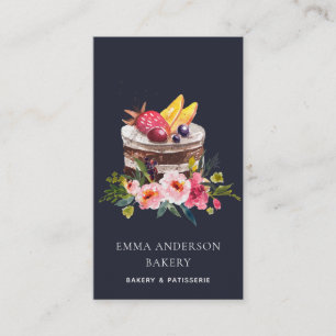 NAVY FRUIT FLORAL CAKE PATISSERIE CUPCAKE BAKERY VISITEKAARTJE