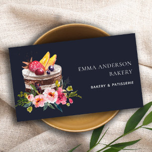 NAVY FRUIT FLORAL CAKE PATISSERIE CUPCAKE BAKERY VISITEKAARTJE