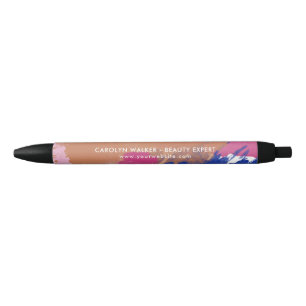 Navy & Fuchsia - Waterverf penseelstreken - naam Zwarte Inkt Pen