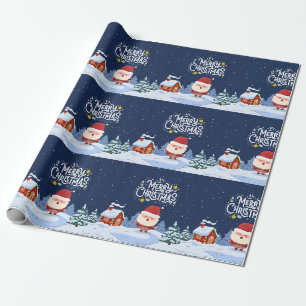 Navy Fun Sinterklaas Geïllustreerd Vrolijk Kerstfe Cadeaupapier