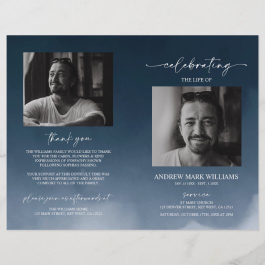 Navy Funeral Order of Service Gevouwen Programma (Voorkant)