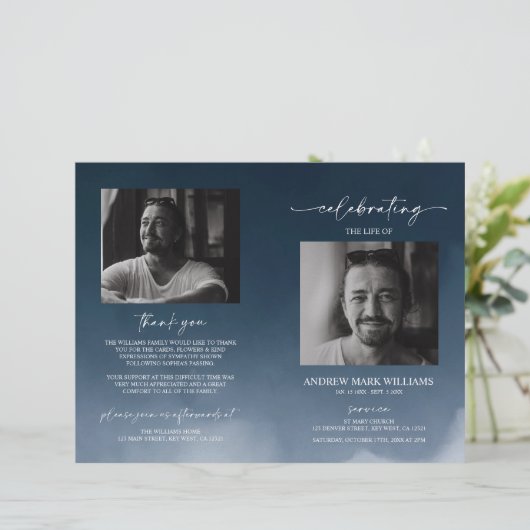 Navy Funeral Order of Service Gevouwen Programma (Staand voorkant)