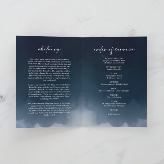 Navy Funeral Order of Service Gevouwen Programma (Binnen)