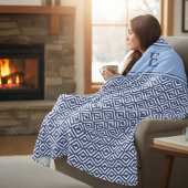 Navy Geometric Chevron Monogram Design Fleece Deken