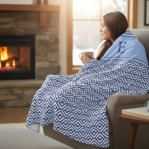 Navy Geometric Chevron Monogram Design