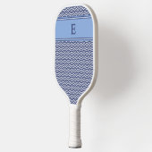 Navy Geometric Chevron Monogram Design Pickleball Paddle (Links)