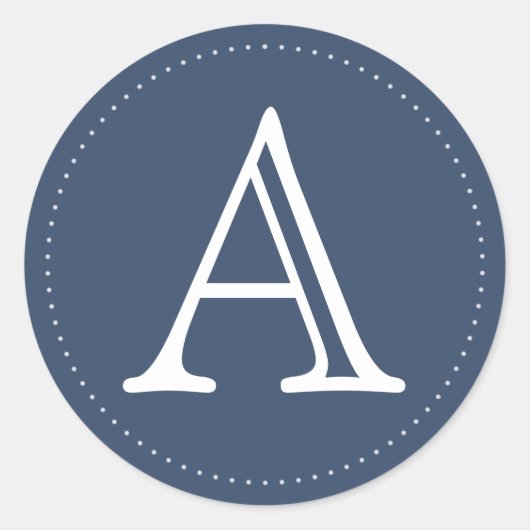Navy gepersonaliseerde monogram ronde Stickers (Voorkant)
