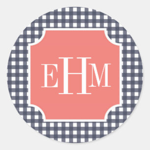 Navy Gingham Ronde Sticker