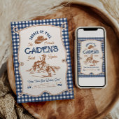 Navy Gingham Rope Rodeo Invitation