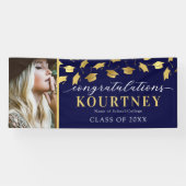 Navy Gold 2025 Afstuderen fotobanner Spandoek (Horizontaal)