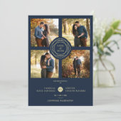Navy Gold 4 Foto's Modern Collage Wedding Script (Staand voorkant)