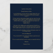 Navy Gold 4 Foto's Modern Collage Wedding Script Folie Uitnodiging (Achterkant)