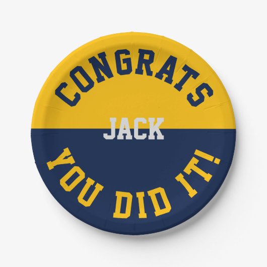 Navy & Gold Afstuderen Gefeliciteerd - je hebt het Papieren Bordje (Voorkant)