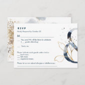 Navy Gold Ampersand Suite RSVP Informatiekaartje (Voorkant / Achterkant)