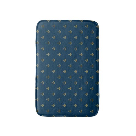 Navy Gold Anchor Pattern Badmat (Voorkant Verticaal)