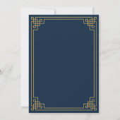 Navy Gold Art Deco 80th Birthday Party Invitation Kaart (Achterkant)