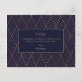 Navy Gold Art Deco - Aangepast gemaakt als eervol Uitnodiging Briefkaart (Achterkant)
