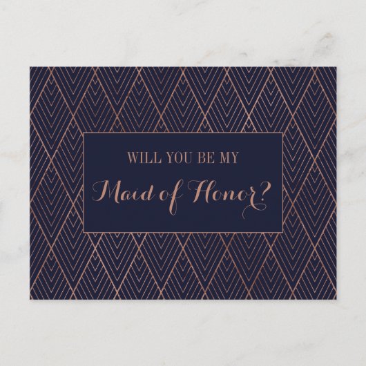 Navy Gold Art Deco - Aangepast gemaakt als eervol Uitnodiging Briefkaart (Voorkant)