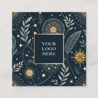 Navy & Gold Astrological Square Business Card Vierkante Visitekaartje