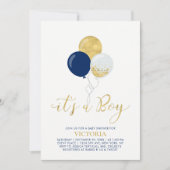 Navy & Gold-ballonnen | Het is een Jongen Baby sho Kaart (Voorkant)