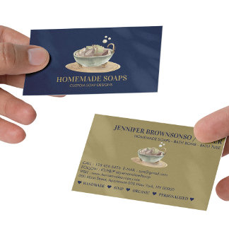 Navy Gold Bath Tub Bubbles Soy Wax Soap Visitekaartje