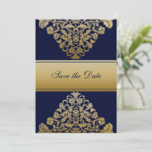 Navy Gold Bewaar de datum Save The Date (Staand voorkant)