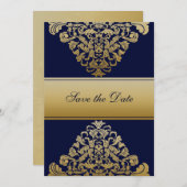 Navy Gold Bewaar de datum Save The Date (Voorkant / Achterkant)