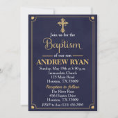 Navy & Gold Boy Baptism Invitation Kaart (Voorkant)