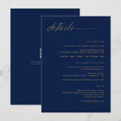 Navy Gold Bruiloft Zachte Delicate Romantische Det Informatiekaartje (Voorkant / Achterkant)