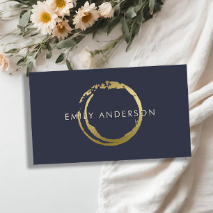 NAVY GOLD BRUSH STROKE STAIN CIRCLE MARK LOGO VISITEKAARTJE