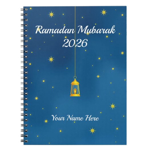 Navy Gold Celestial Ramadan Notitieboek (Voorkant)