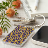Navy Gold Chain Diamond Pattern Acrylic Keychain (Voorkant Rechts)