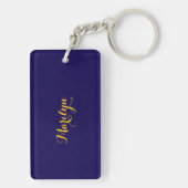 Navy Gold Chain Diamond Pattern Acrylic Keychain (achterkant)
