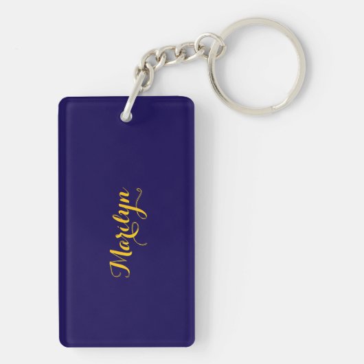 Navy Gold Chain Diamond Pattern Acrylic Keychain (achterkant)